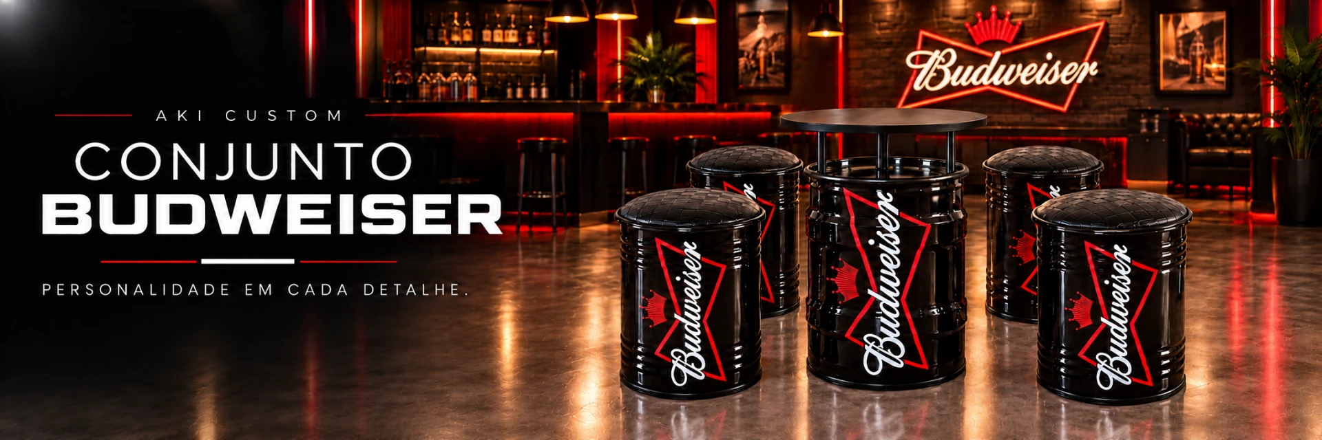 Conjunto Budweiser em tambor